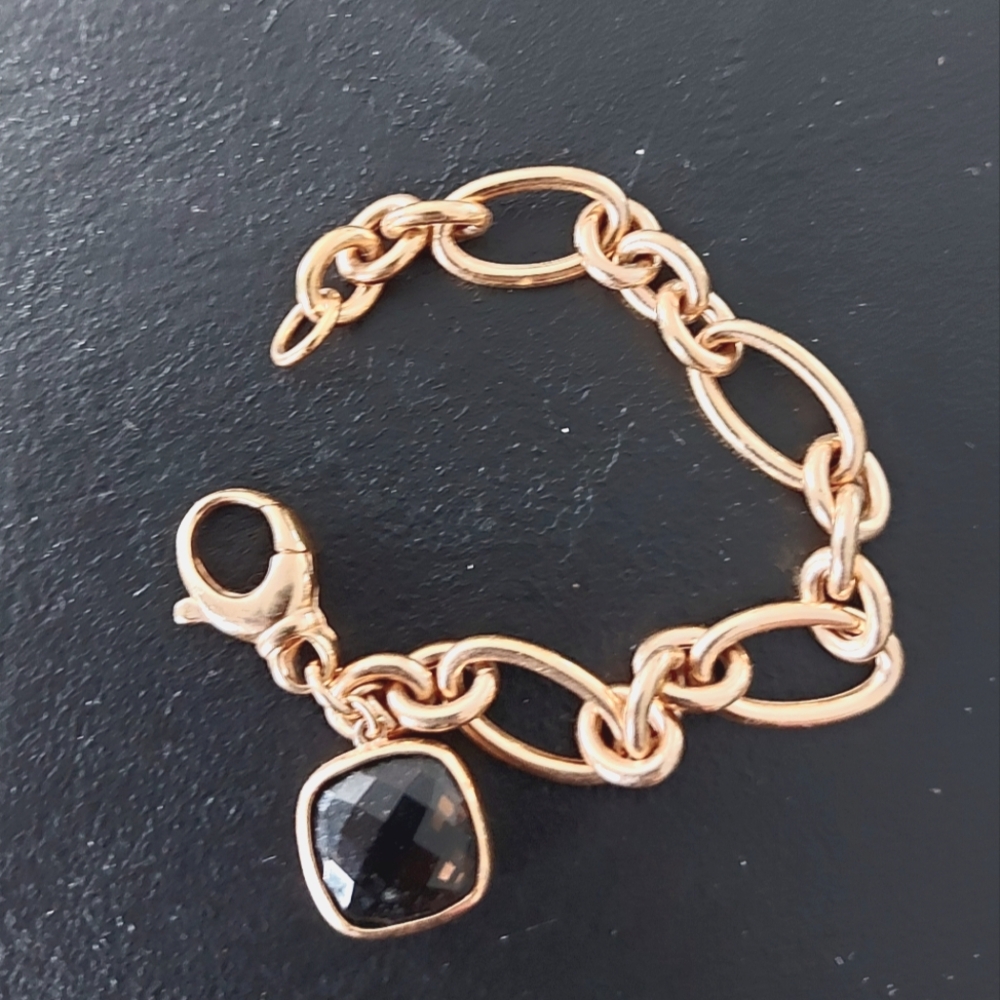 Bronzoro Rose Gold Plated link bracelet with beautiful gem pendant